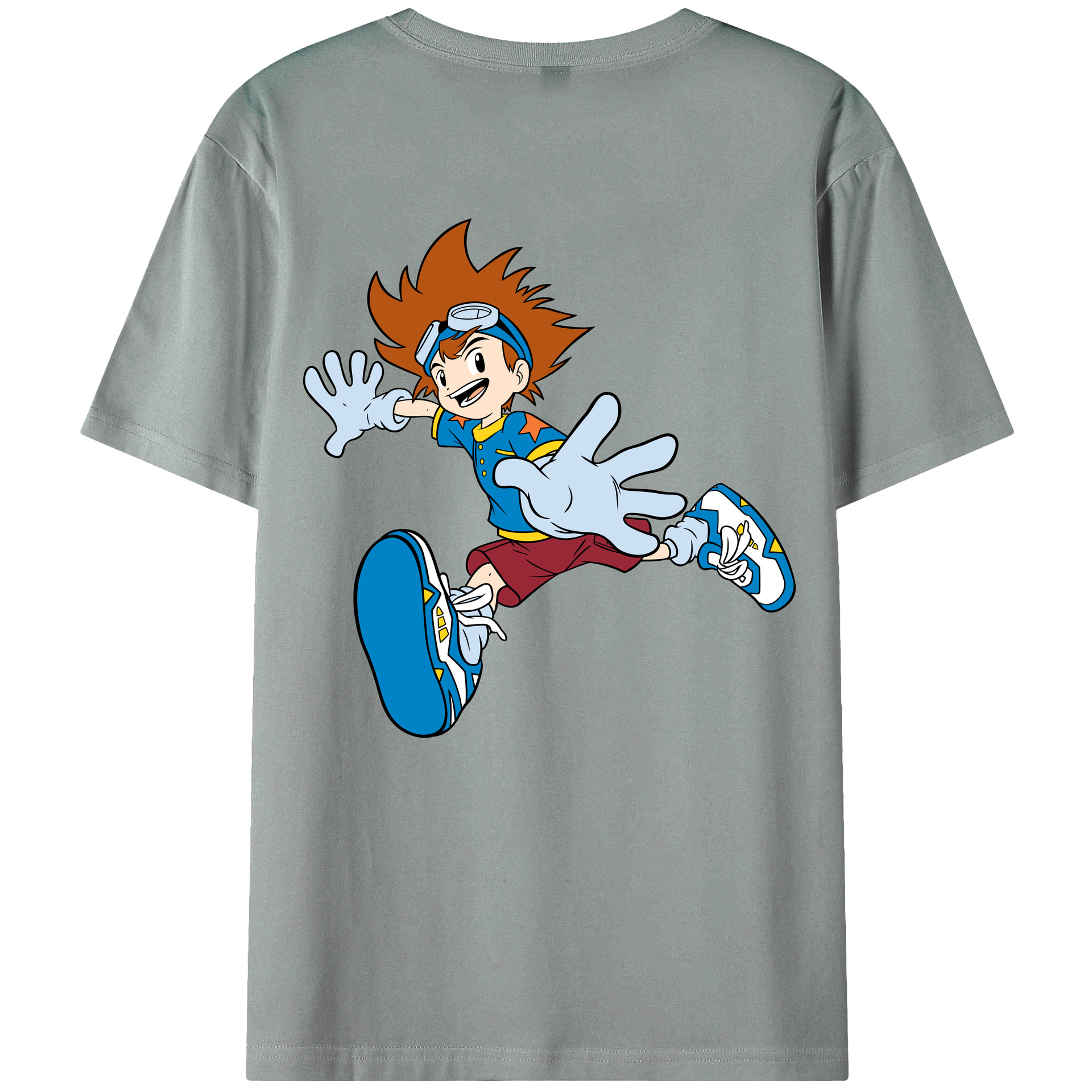 （画像用） Digimon デジタルモンスター/デジモン 綿100％ メンズ半袖Tシャツ（バックプリント） 通気性
